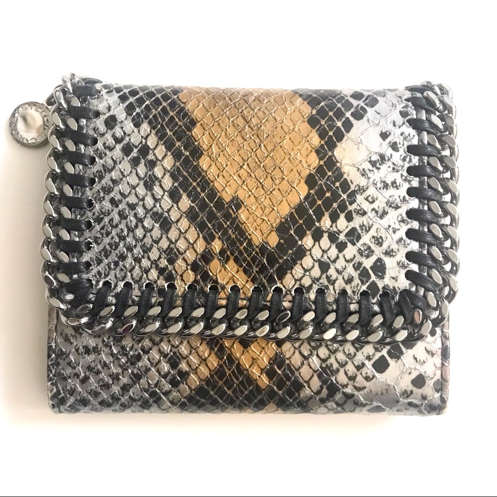 Rare Stella McCartney Metallic Silver & Gold Python Falabella Small Flap Wallet✨